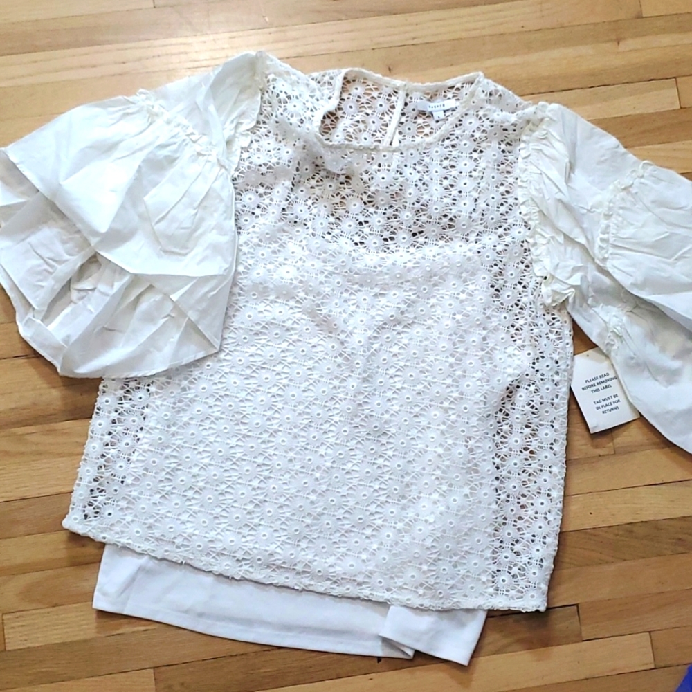 Ruffle Sleeves Lace Blouse